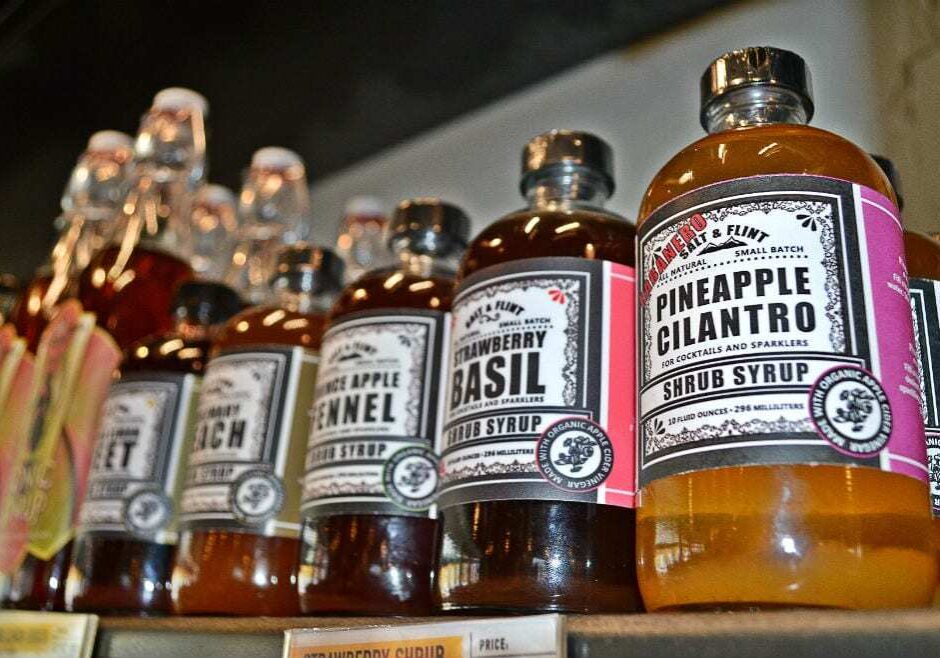 Salt & Flints's shrubs, infused syrups that can be used in cocktails and sodas, begin with a base of organic cider. (Photo: Jonathan Bender | Recommended Daily)