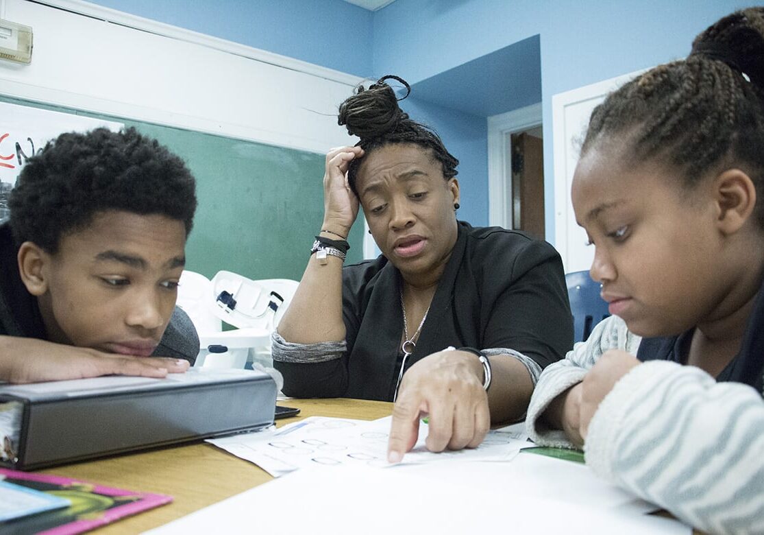 Tameko Davison helping with homework