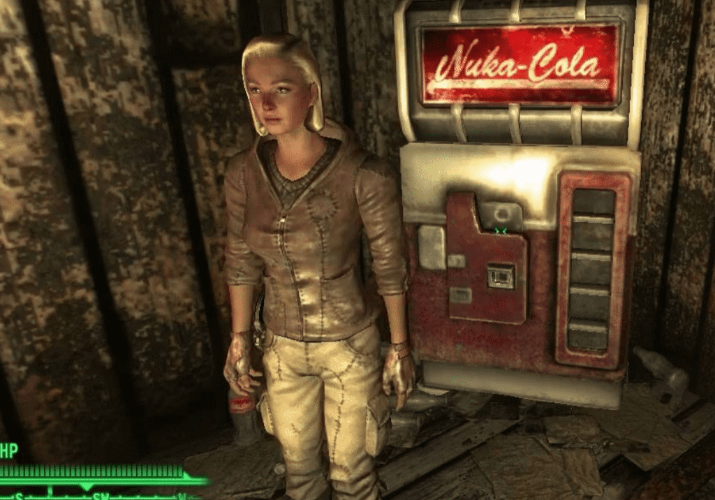 A screenshot from the video game Fallout 3 of a character standing near a Nuka-Cola machine. Soda machines appear in video games a lot more frequently than Jess Morrissette expected, so he decided to document this phenomenon.