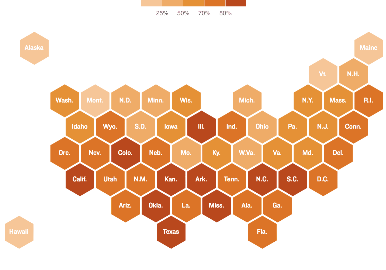 Percent of Spanish-speaking ELLs by state.