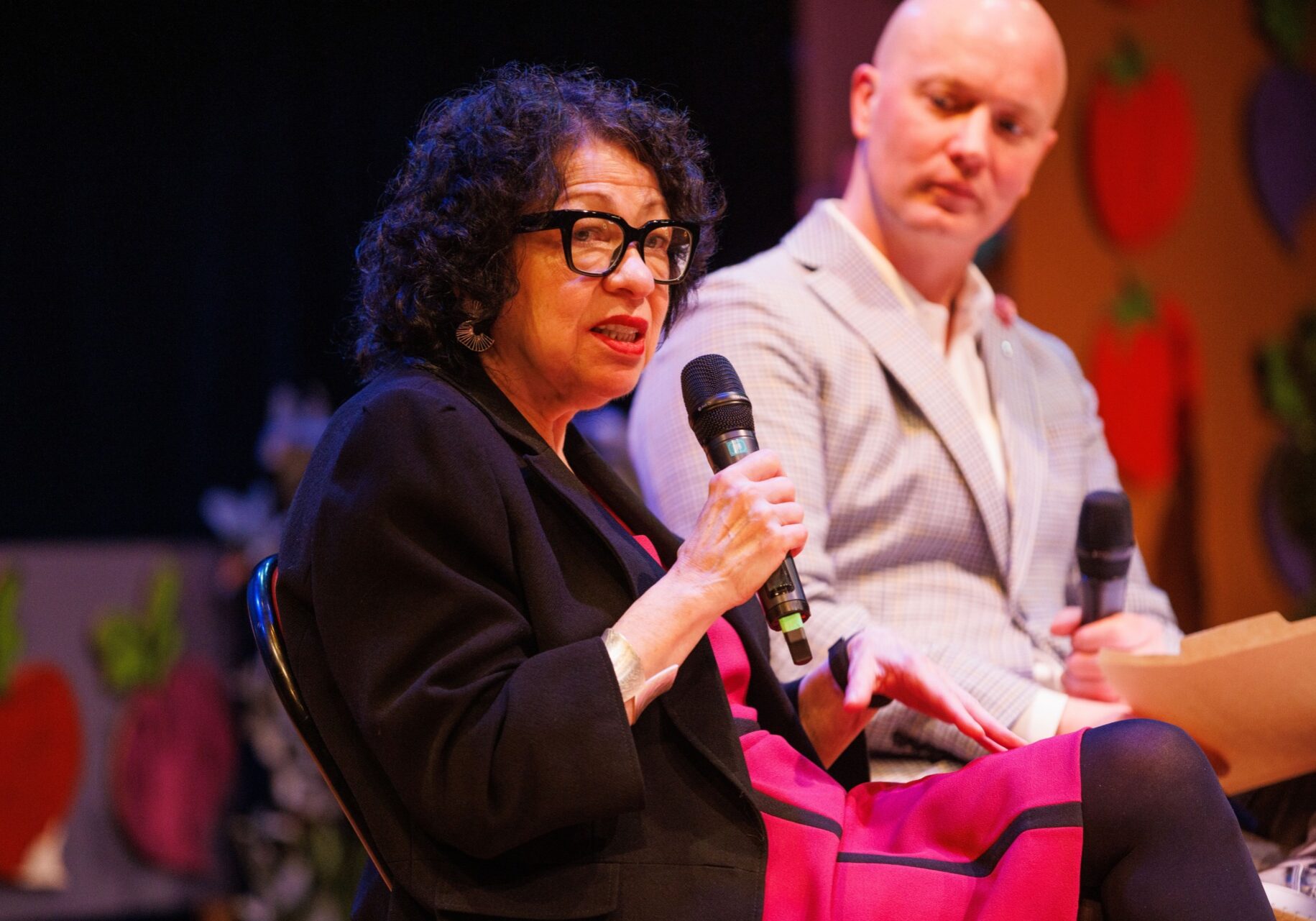 U.S. Supreme Court Justice Sonia Sotomayor answered a series of questions posed by The Coterie Theatre's Managing Director Jonathan Thomas. Sotomayor had just watched the world premiere of a play based on her children's book "Just Ask!" (Paul Andrews)