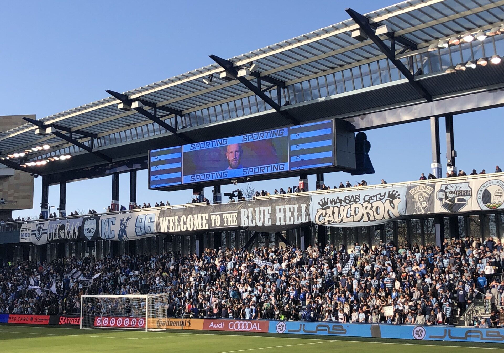 The raucous cheering section for Sporting KC known as "The Cauldron" pictured at a game in 2022. (Wikimedia Commons)