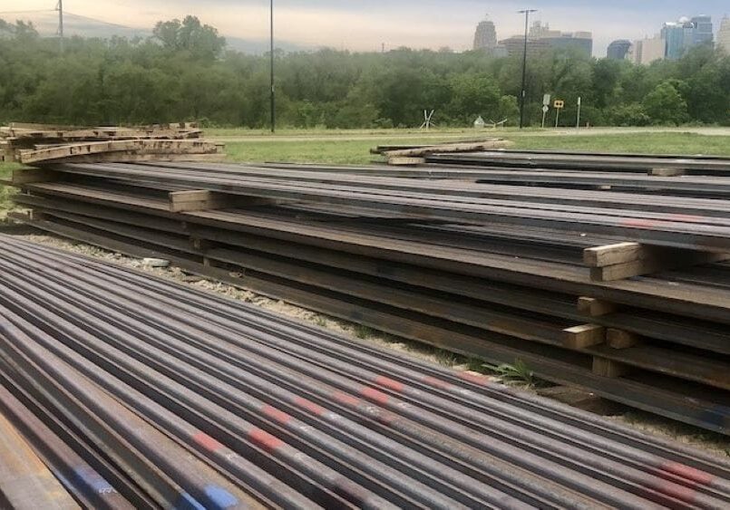 Rails already have been delivered to the riverfront for the extension of the KC Streetcar.