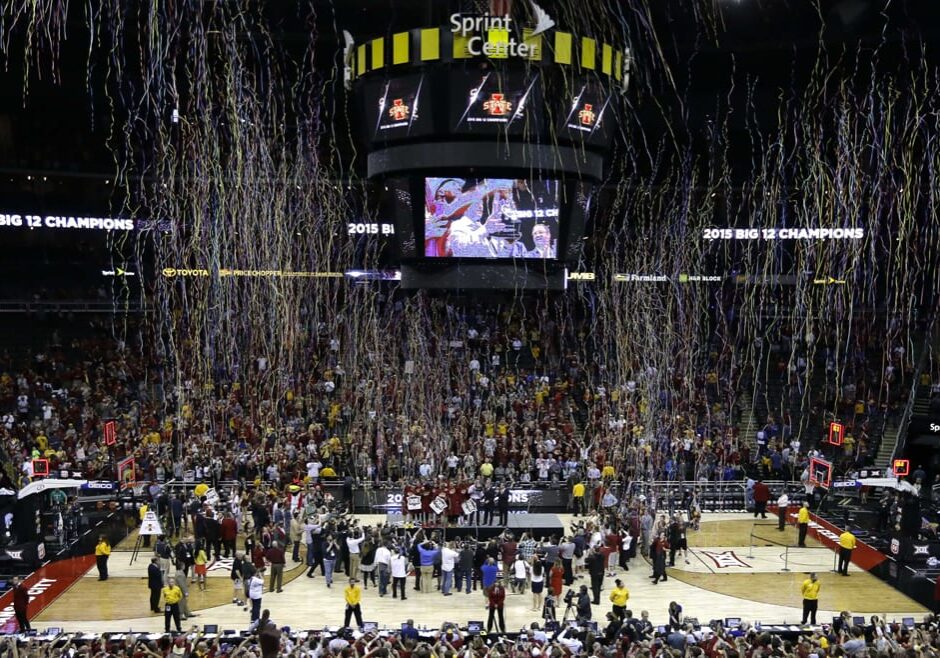 Celebration on basketball court
