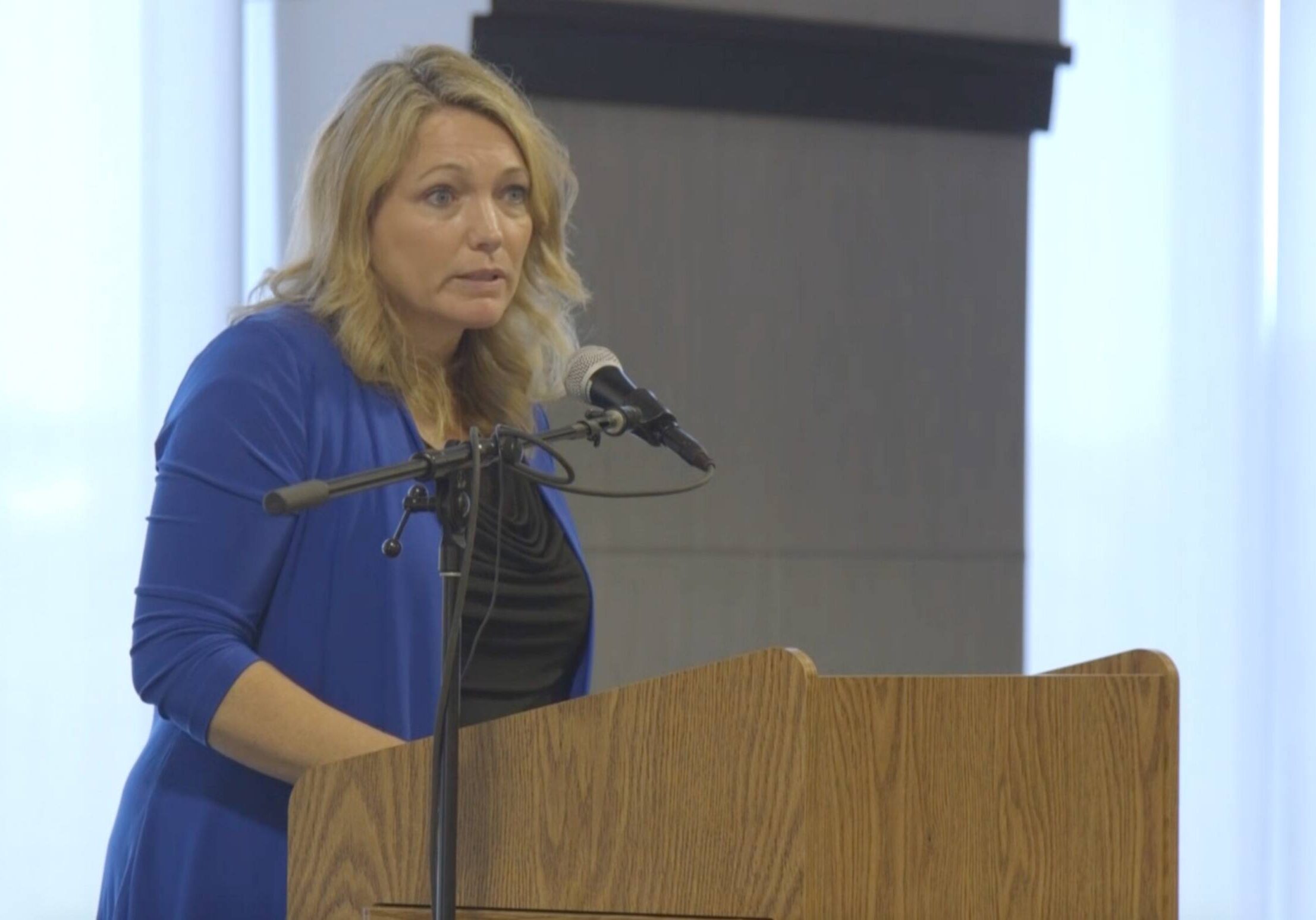 Nicole Hockley's son, Dylan, was one of 20 children killed at Sandy Hook Elementary on Dec. 14, 2012. She spoke to the Heartland Coalition
against Gun Violence, along with Kansas City Mayor Sly James and John Douglass,Executive Director of Emergency Services for theShawnee Mission School District. (Kevin Patrick Allen | Take Note)