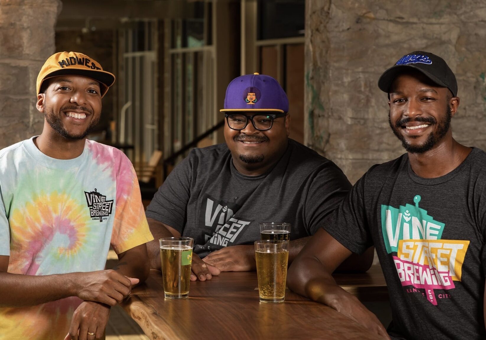 Woodie Bonds Jr., Kemet Coleman, and Elliott Ivory, the founders of Vine Street Brewing Co.