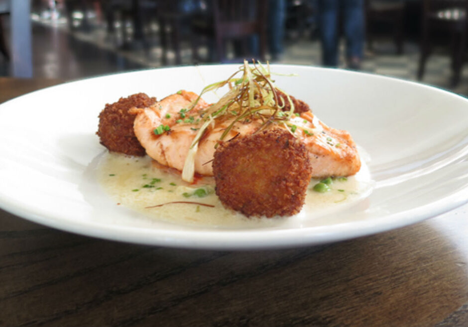 salmon and arancini