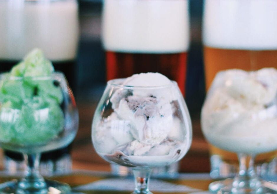 ice cream in beer snifters