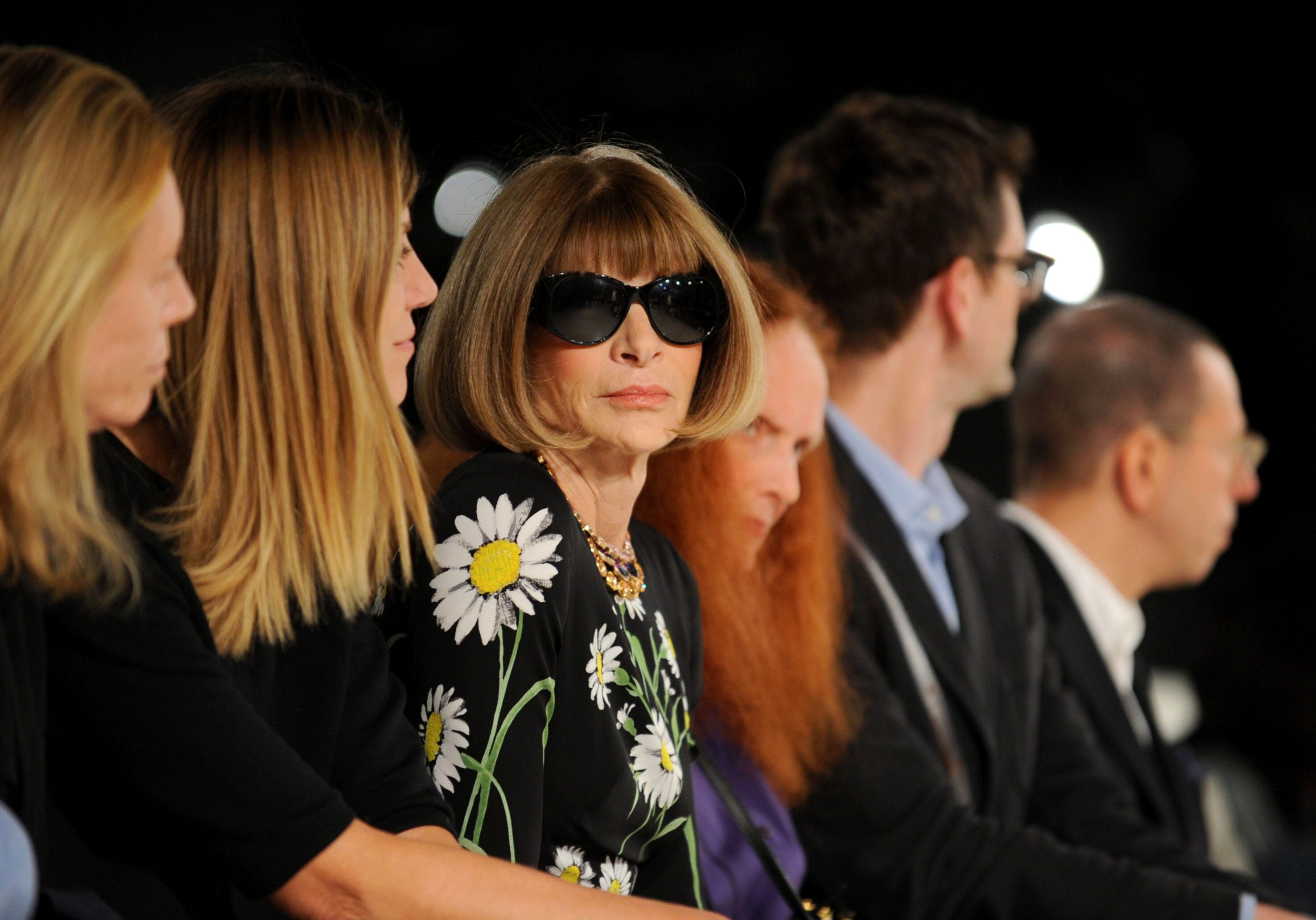 Anna Wintour attends the Proenza Schouler Spring 2016 show during Fashion Week, Wednesday, Sept. 16, 2015, in New York.  (AP Photo/Diane Bondareff)