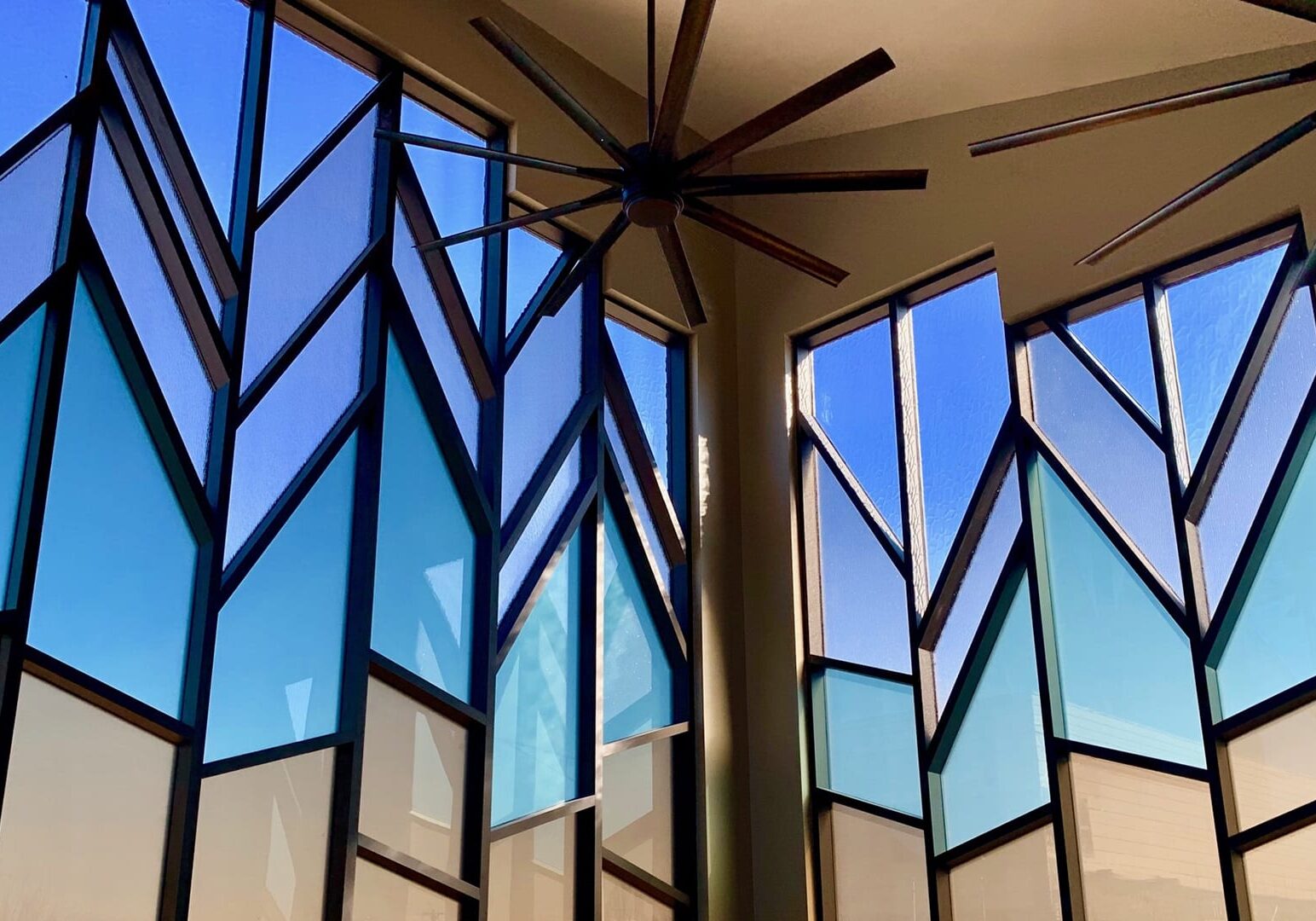 stained glass in the chapel