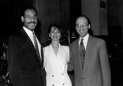 In this undated photo, then-Kansas City Mayor Emanuel Cleaver (left) stands with Rabbi Michael R. Zedek of The Temple, Congregation B'nai Jehudah and Zedek's wife, Karen. Cleaver was the longtime pastor at St. James United Church. Zedek estimated the photo was taken in the early 1990s at B'nai Jehudah's former site at 69th Street and Holmes Road in Kansas City. Zedek and Cleaver had many pulpit exchanges during that period. (Photo courtesy of The Kansas City Star)